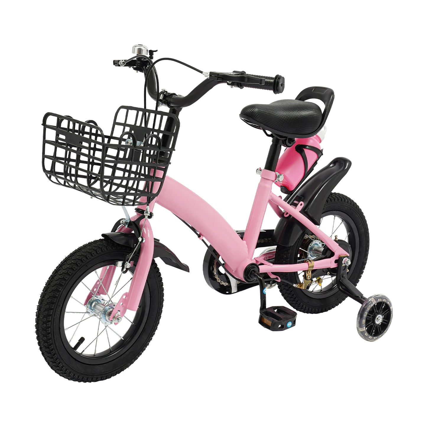 Bicicleta infantil de 30 cm com rodas, suporte para garrafa e cesto | Bicicleta de criança azul/vermelha/rosa para 2 a 5 anos