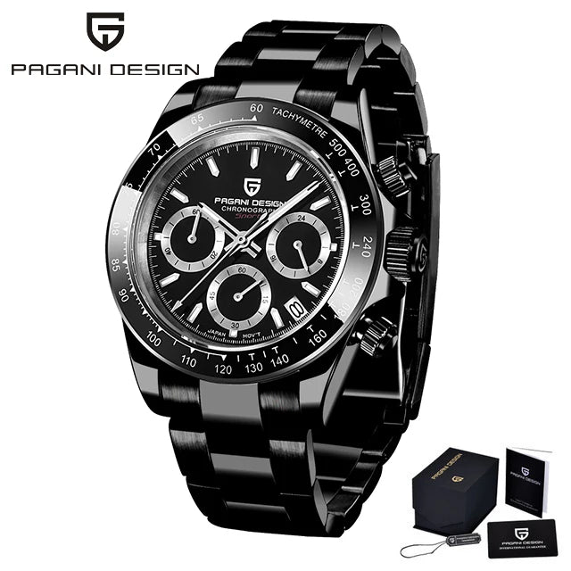 PAGANI DESIGN V2 40mm Men’s Quartz Watch Sapphire Chronograph Stainless Steel