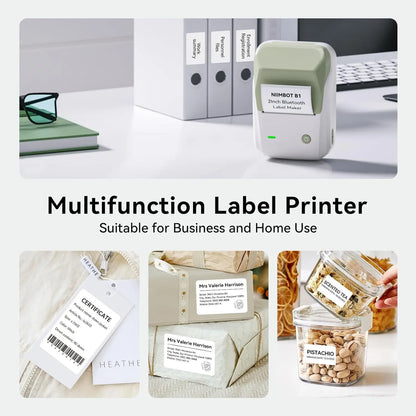 NIIMBOT B1 Portable Thermal Printer With Tapes 2 Inch Adhesive Label Machine Mini Bluetooth Sticker Maker Waterproof Labels Roll