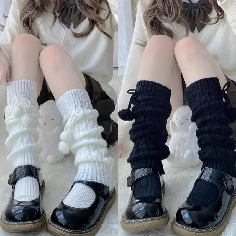 Y2K Lolita Leg Warmers Gothic Long Socks Women's Leggings Gaiters Knee Goth Socks Knitted Cuffs Ankle Warmer JK Girls Foot Cover