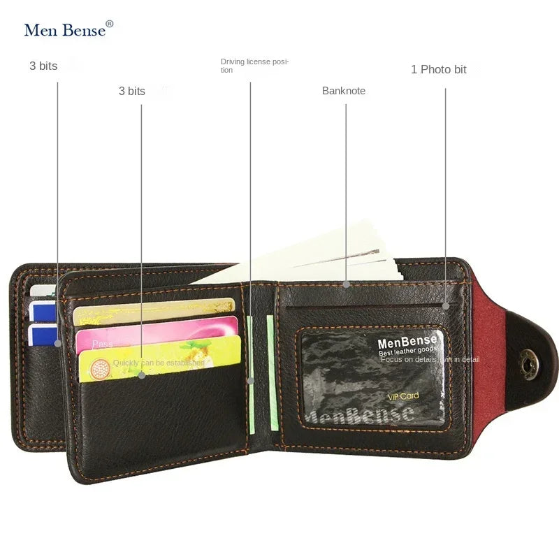 Men’s Short Bifold Wallet – Slim Faux Leather Credit ID Card Holder Purse