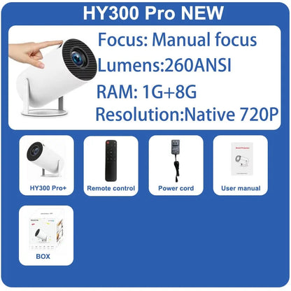 DITONG HY300 Plus Projector Android 4K 1280*720P Dual Wifi 300ANSI Video Cinema Outdoor Portable  home hd led HY300 Pro Projetor