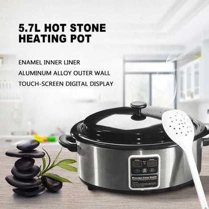Hot Stone Massage Set with Heater Lava & Basalt Stones Round Spa Stress Relief Kit