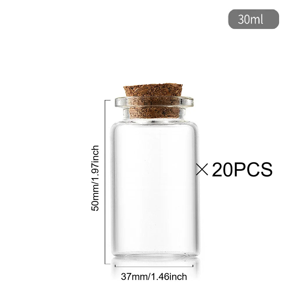 10/20/30ml Glass Bottles Cork Stoppers DIY Decoration Mini Glass Vials Cork Message Glass Bottle Vial Cork,Small Glass Bottles