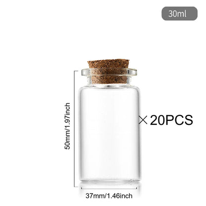 10/20/30ml Glass Bottles Cork Stoppers DIY Decoration Mini Glass Vials Cork Message Glass Bottle Vial Cork,Small Glass Bottles