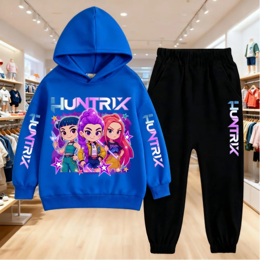 2025 KPop Demon Hunters Kids Hoodie Set Boys Teen Girls Hoody Sweatshirts With Pants Tracksuit Children's Autumn Clothing 2pcs
