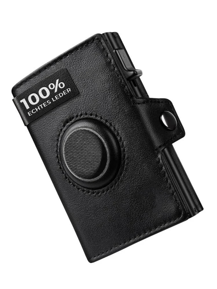 YATBEST Men's Leather Wallet RFID Anti-Theft Coin Pocket Card Clip with AirTag