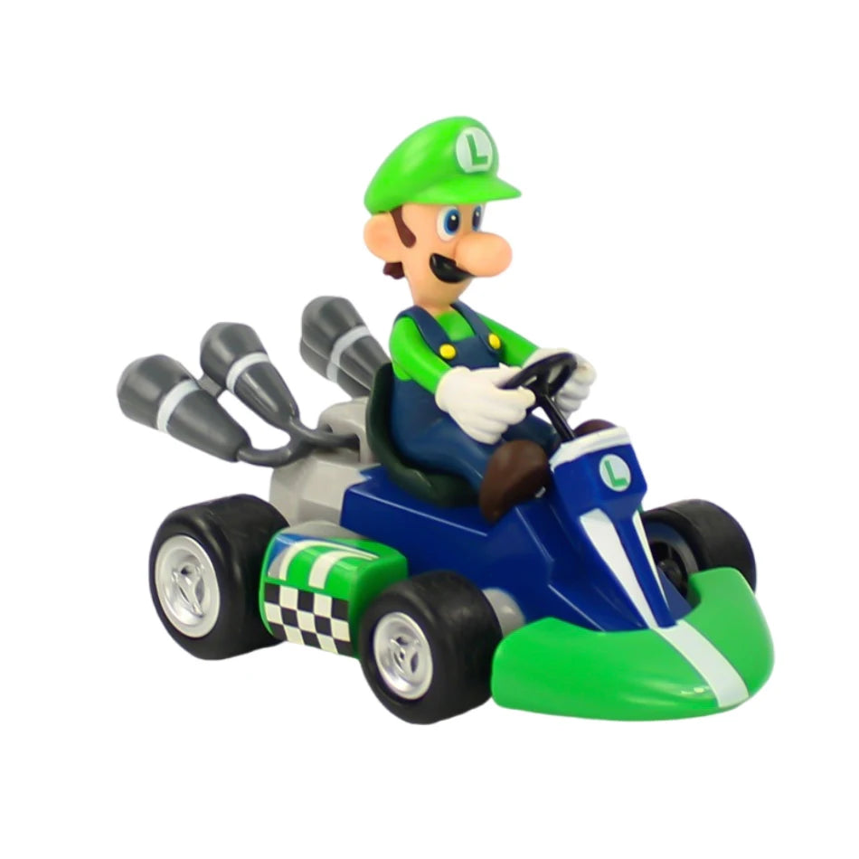 Super Mario Pull Back Car Green Yoshi Donkey Kong Bowser Luigi Toad Princess Peach Action Figure Toys Anime Game Doll Kid Gifts