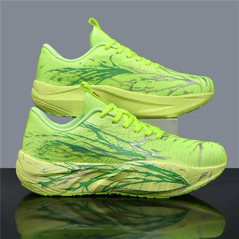 Men Sports Running Black Jogging Shoes Casual Sneakers Green Outdoor Breathable Mesh Women Light Shock-absorption White Tennis