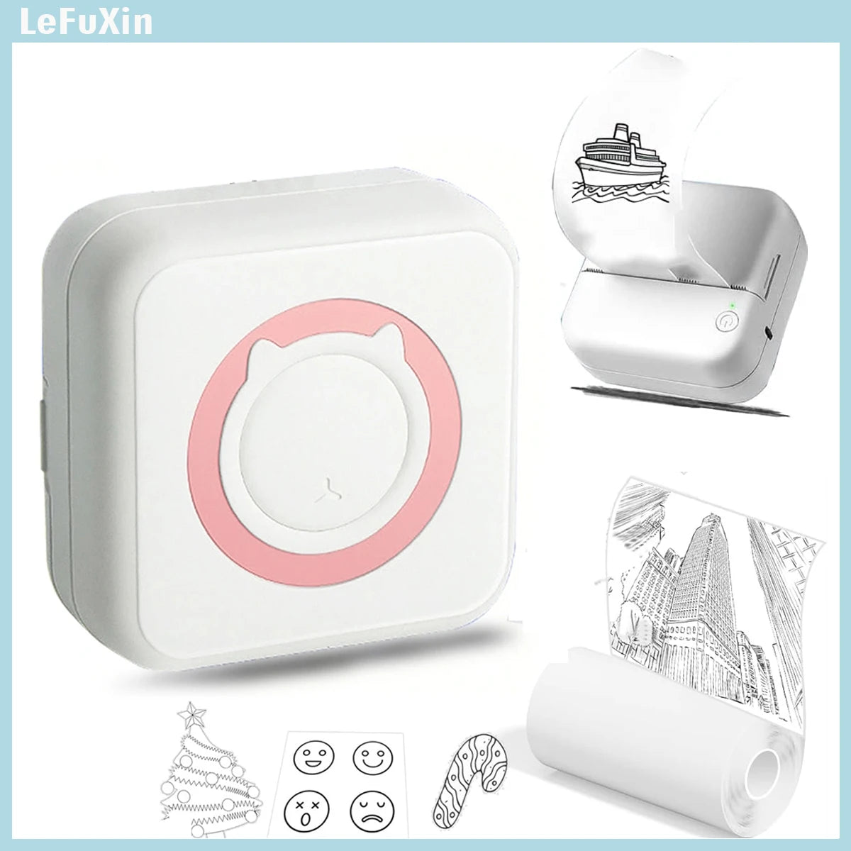 Mini Printer Thermal Adhesive Labels Printer Sticker Bluetooth Mini Pocket Label Notes Printer for Home and Office Android IOS