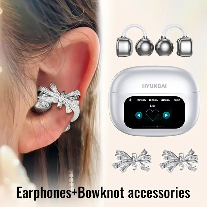 Choice HYUNDAI HY-C02 Nice earrings Earphones Wireless Bluetooth Headphones LED Power Display Mic Stereo Sound Earphones