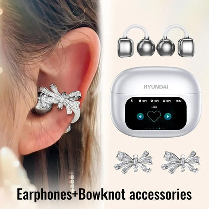 Choice HYUNDAI HY-C02 Nice earrings Earphones Wireless Bluetooth Headphones LED Power Display Mic Stereo Sound Earphones