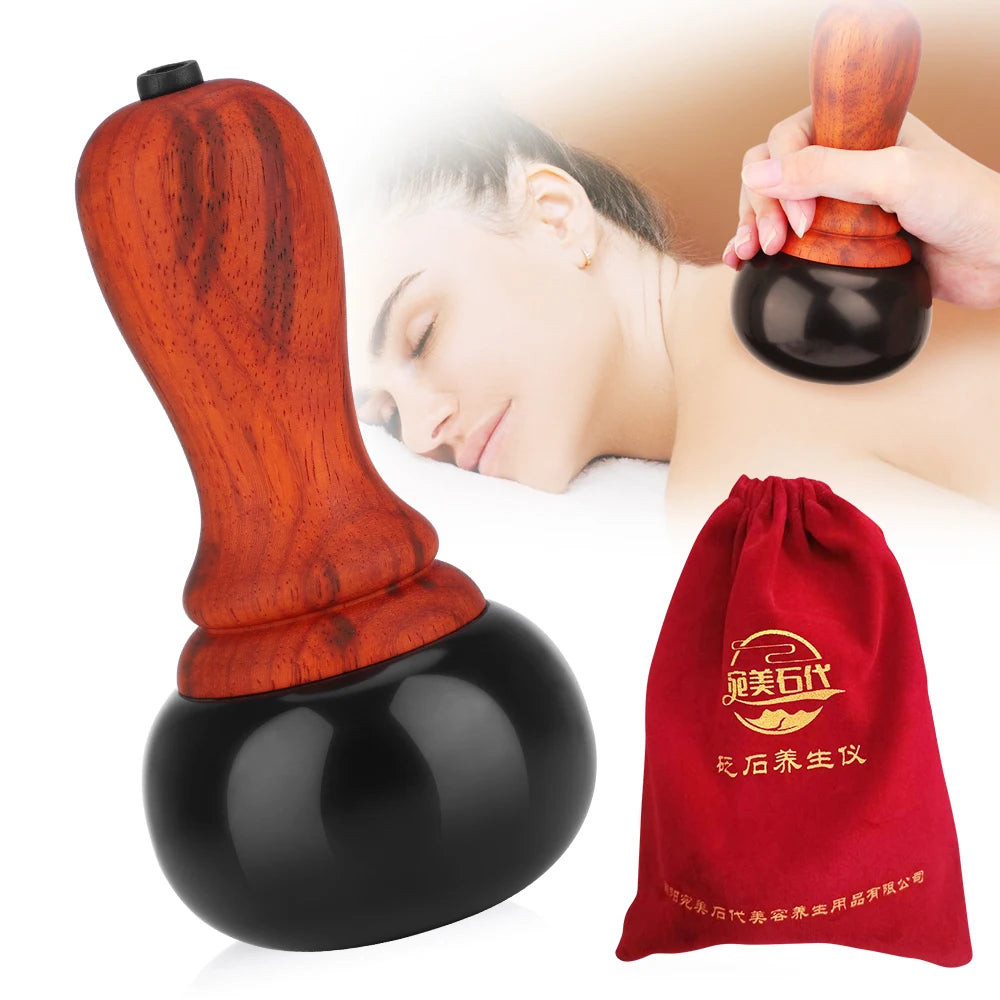 Hot Stone Vibration Massager Guasha Bianstone Spa Tool Muscle Relaxation Therapy