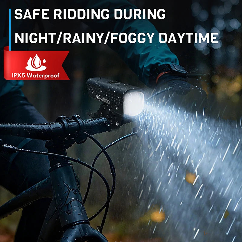 BUCKLOS Smart Sensor Bike Light Aluminum Alloy Headlight Cycling Waterproof Type-C Rechargeable Front Lamp Bicycle Accessories