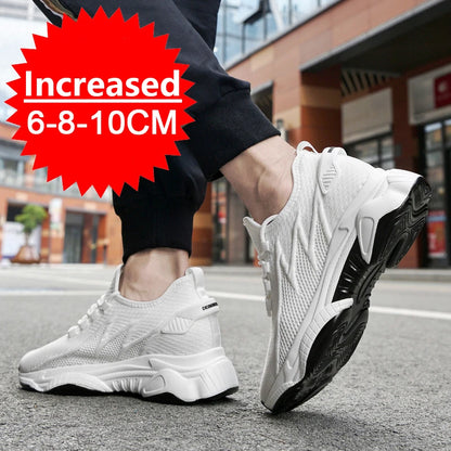 Sneakers Men Elevator Shoes Height Increase Shoes For Men Casual Insole 10cm 8cm 6cm Optional Heels Moccasins Taller Male Sports