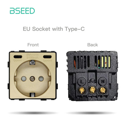 BSEED 65W PD Fast Charge Module Quick Charge Socket Part 1/2 USB Type-C 20W Wall Phone Charger Plug Support BSEED Frames