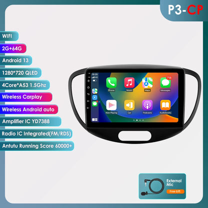 Hizpo 2Din 9inch Android13 Car Radio for Hyundai i10 2007- 2013 BT 4G Auto CarPlay Navi GPS RDS DSP UI7862 Intelligent System