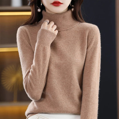 100% Merino Wool Cashmere Sweater Women Knitted Sweater Turtleneck Long Sleeve Pullovers Autumn Winter Clothing Warm Jumper Tops