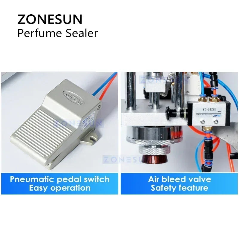 ZONESUN ZS-YG08 Pneumatic Perfume Bottle Crimping Machine Capper Sprayer Sealer Capping Machine