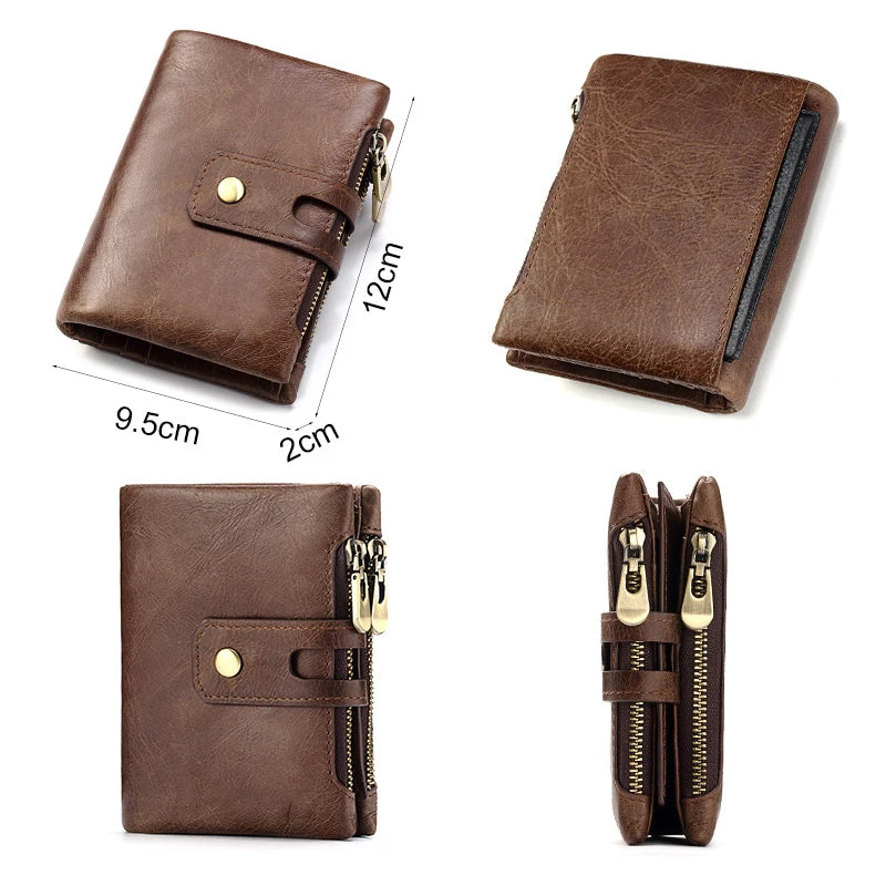 HUMERPAUL Retro RFID Leather Wallet – Men & Women Card Holder Coin Purse Bifold