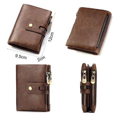 HUMERPAUL Retro RFID Leather Wallet – Men & Women Card Holder Coin Purse Bifold