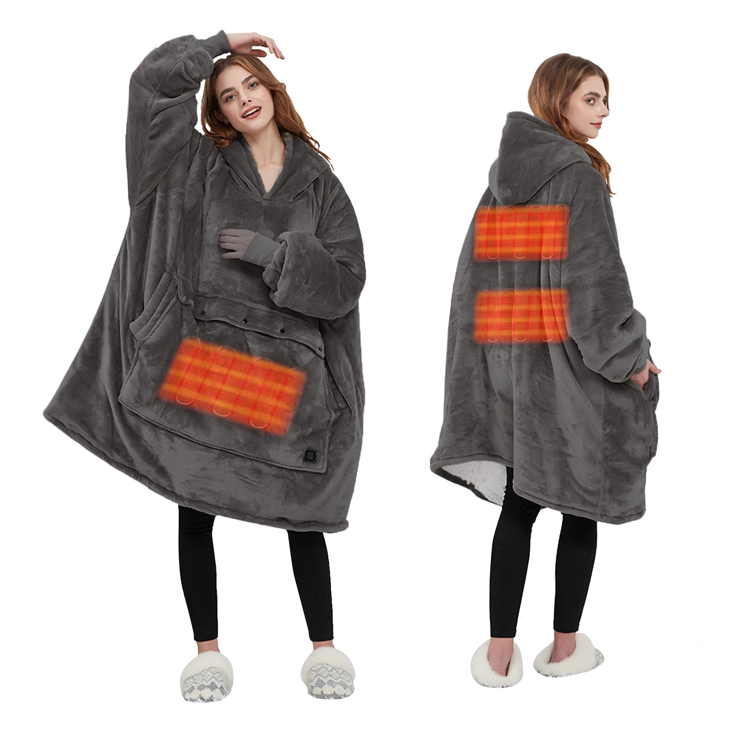 Oversized Wearable Blanket Hoodie with Sleeves | Sherpa Fleece Sweatshirt Warm Plush