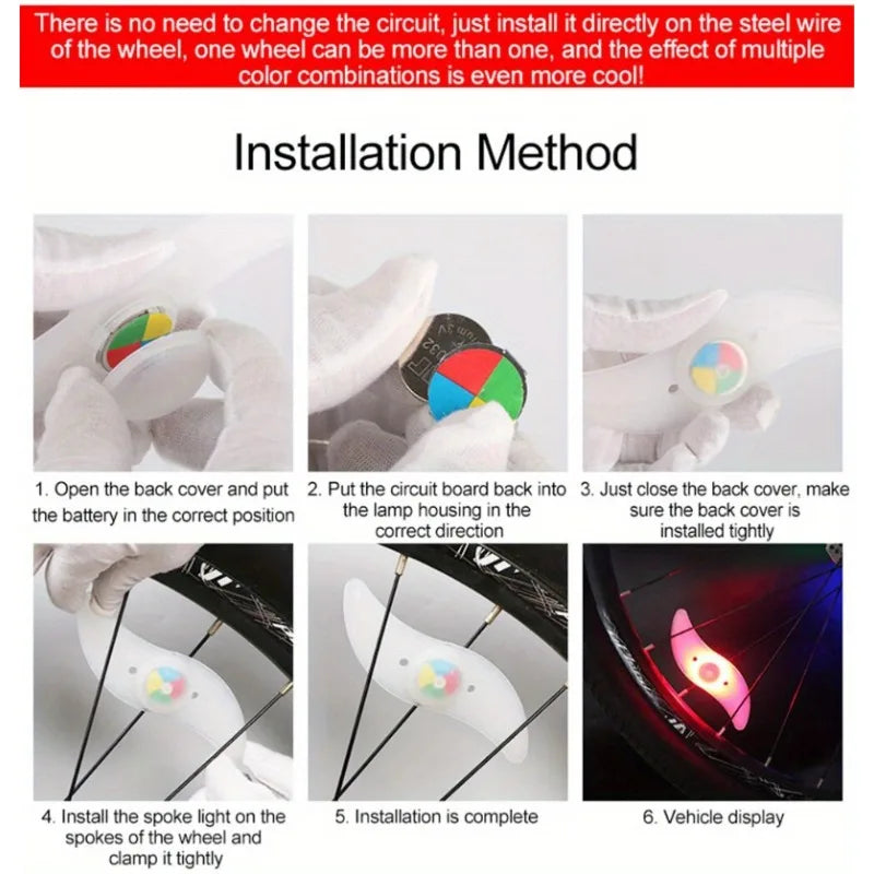 LED Bicycle Wheel Spoke Light Colorful Waterproof MTB Balance Bicycle Tyre Tire Flash Lights Warning Cycling Lamp