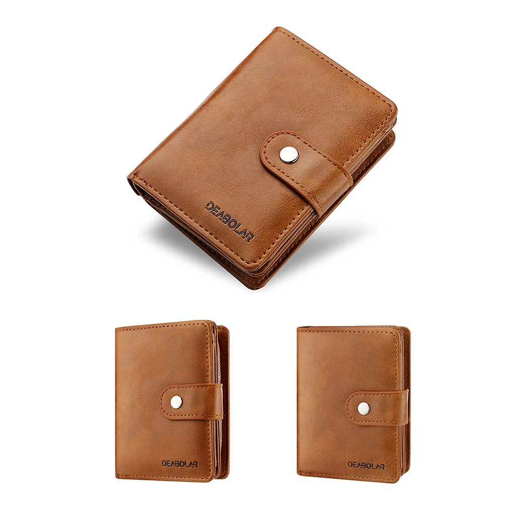 Men's Trifold Wallet Large Capacity Multi-Card Holder Money Clip Purse