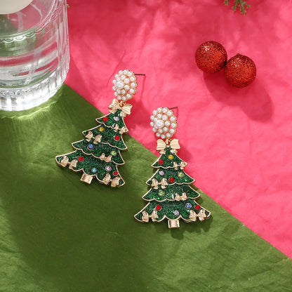 Christmas Jewelry Rhinestones Elk Earrings Christmas tree Drop Earrings for Woman Xmas Accessories Ear Studs Gifts