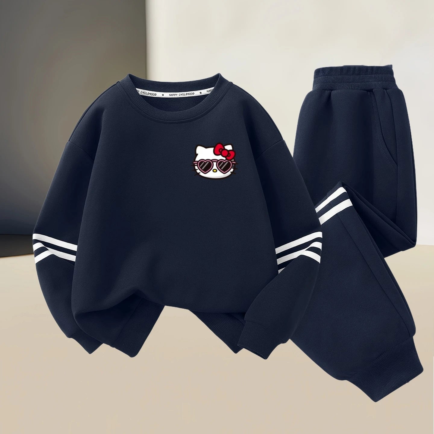 Sanrio Baby Girl Clothes Set Autumn Kid Hello Kitty Printed Sweatshirts Pullover Top & Pants 2pcs Suit Children Boys Tracksuits