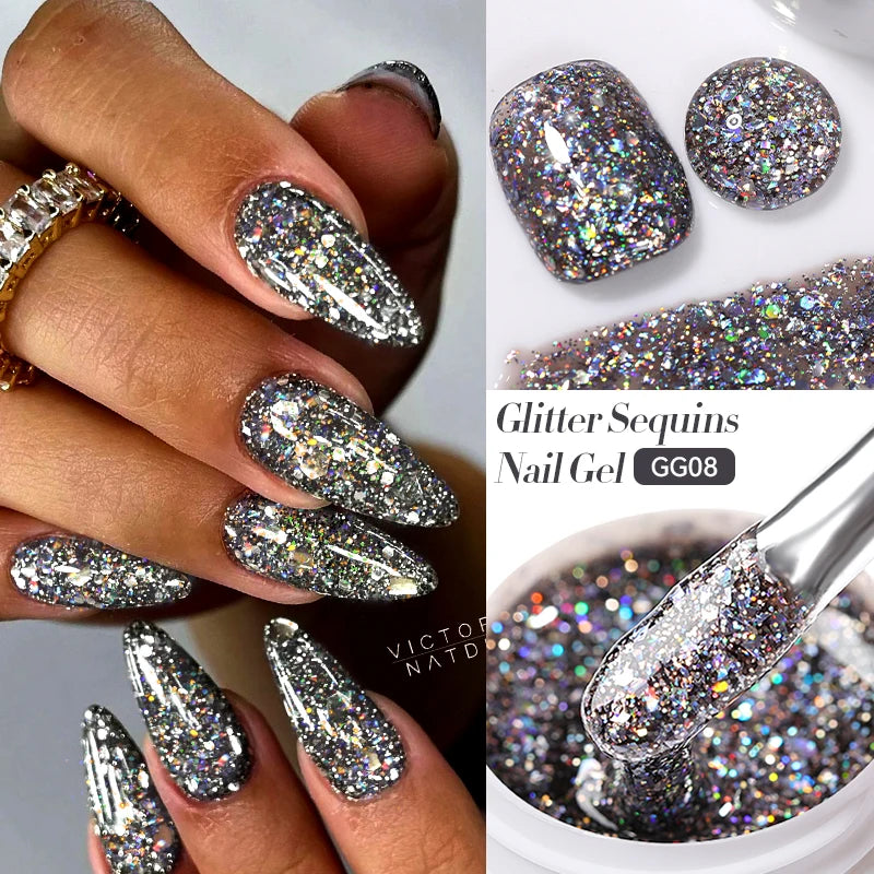 LILYCUTE 7ml Glitter Gel Nail Polish – Shimmering Sequins for Sparkling Manicures