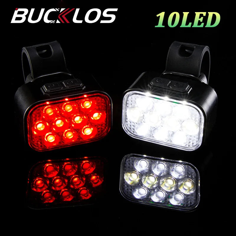 BUCKLOS Bicycle Front Rear Light Set USB Charge Headlight Light Waterproof MTB Taillight LED Cycling Lantern Lamp Bike Parts