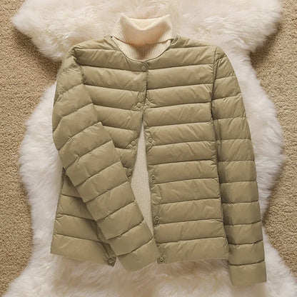 9 Color Women Puffer Jackets 90% Ultra Light Duck Down Women Matt Fabric Lightweight Coat Warm Female Windbreaker Parka