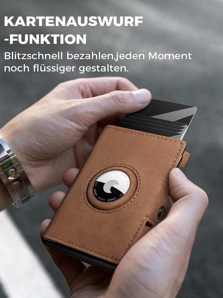 YATBEST Men's Leather Wallet RFID Anti-Theft Coin Pocket Card Clip with AirTag