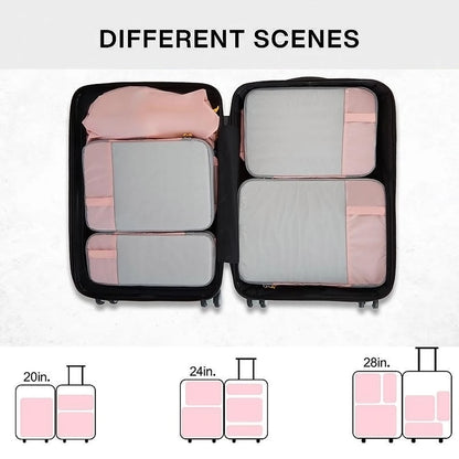 6 Piece Luggage Compression Packing Travel Organizer Bags for Travel Essentials Expandable Luggage Organizer Bags Pack Light As