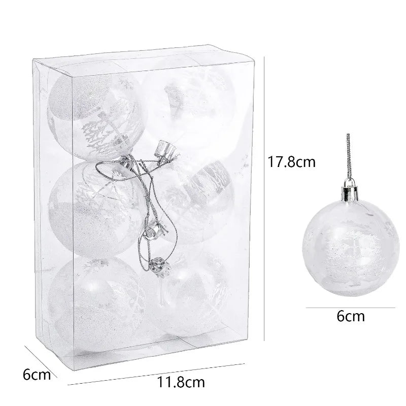 Transparent White Snow Ball Christmas Balls Pendant Xmas Tree Decoration Clear Baubles Hanging Ornament New Year Party Supply