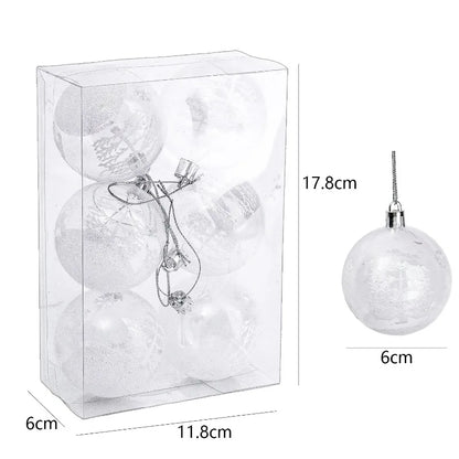 Transparent White Snow Ball Christmas Balls Pendant Xmas Tree Decoration Clear Baubles Hanging Ornament New Year Party Supply