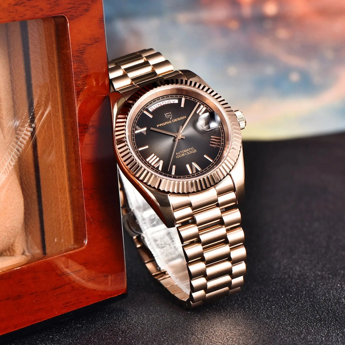 PAGANI DESIGN 2025 Rose Gold DD40 Men's Automatic NH36A Mechanical Watch