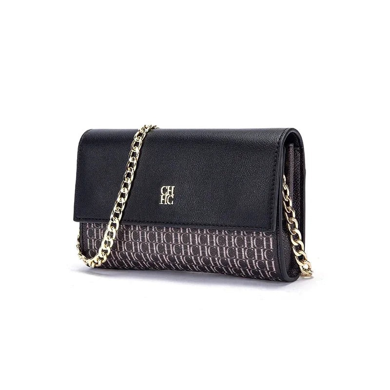 CH Exquisite Women’s Crossbody Bag – Light Luxury Color Block Chain Shoulder Bag with Letter Design