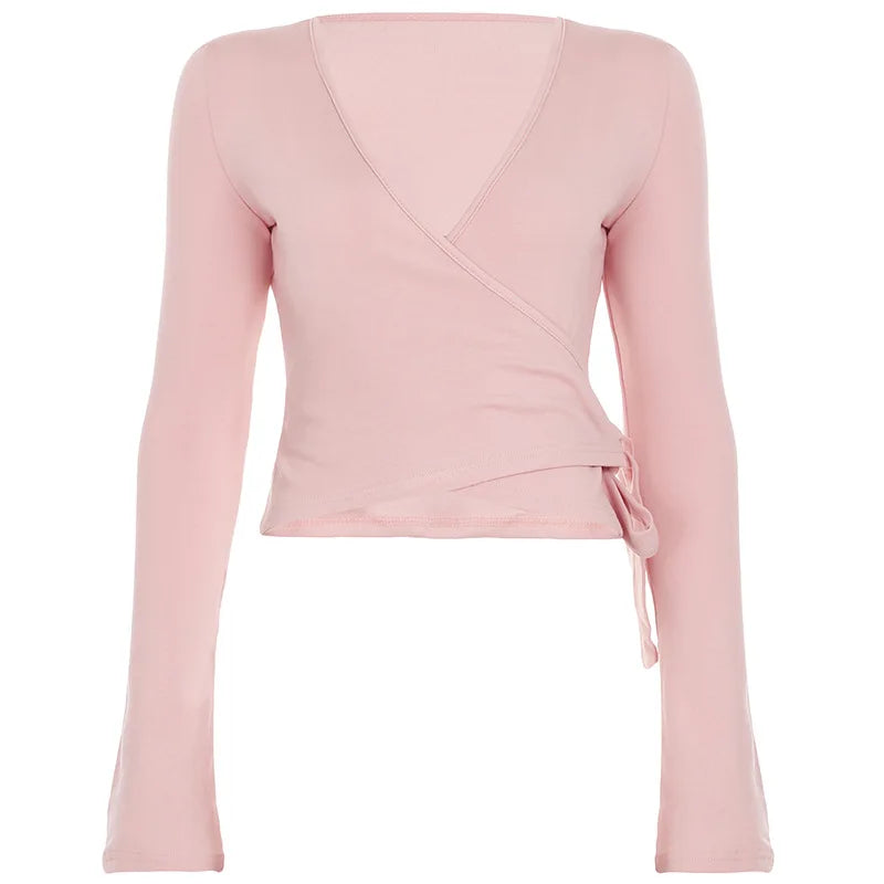 Absobe Autumn Winter Loose Pants Leisure Suit Women Flare Sleeve Crop Cardigan Top Lace-up Solid 2 Piece Set Fashion Outfit