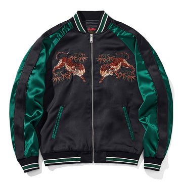 Heavy Duty Embroidered Tiger Design Mens Casual Baseball Jacket