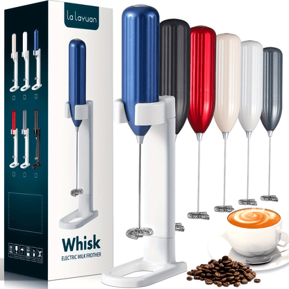 1pc, Lalayuan Powerful Electric Milk Frother, Mini Milk Foamer, Battery Operated (Not Included) Stainless Steel Drink Mixer, Handheld Electric Whisk For Coffee, Latte, Cappuccino, Chocolate, Matcha