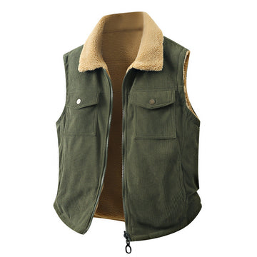 Mens AutumnWinter Jacquard Loose Cotton Thermal Padded Reversible Vest
