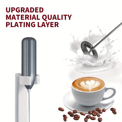 1pc, Lalayuan Powerful Electric Milk Frother, Mini Milk Foamer, Battery Operated (Not Included) Stainless Steel Drink Mixer, Handheld Electric Whisk For Coffee, Latte, Cappuccino, Chocolate, Matcha