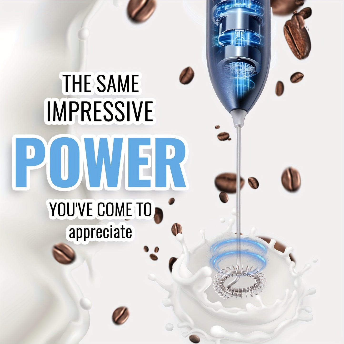 1pc, Lalayuan Powerful Electric Milk Frother, Mini Milk Foamer, Battery Operated (Not Included) Stainless Steel Drink Mixer, Handheld Electric Whisk For Coffee, Latte, Cappuccino, Chocolate, Matcha