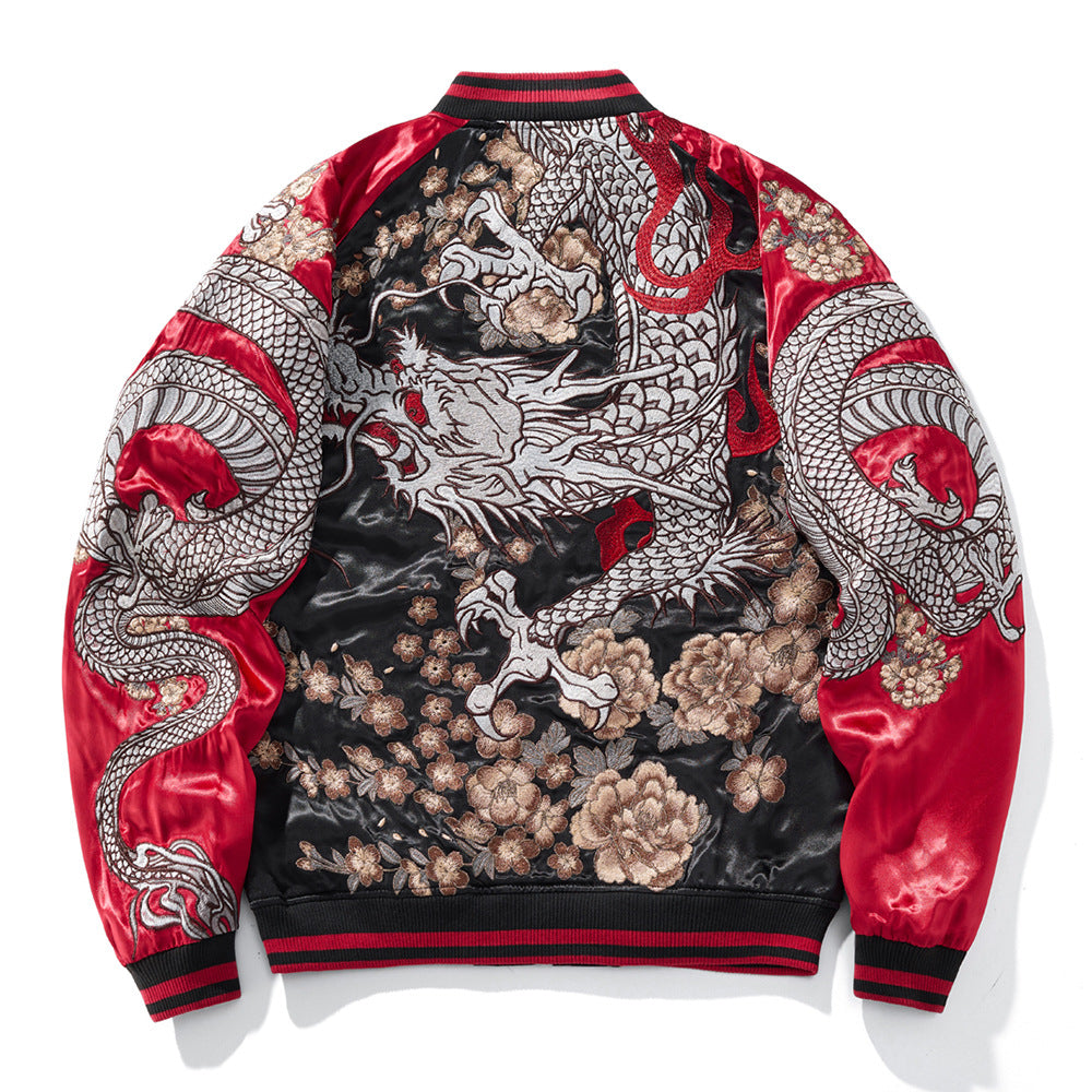 Mens Loose Fit Polyester Embroidered Chinese Style Jacket