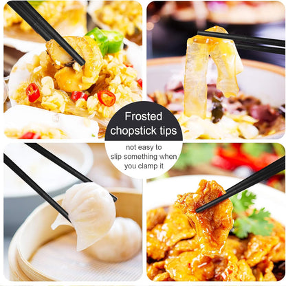 10 Pairs Fiberglass Chopsticks, Non-Slip Chopsticks, Dishwasher Safe for Chinese Style Japanese Food Cooking Chopstick (9.5 Inch Five Colors)