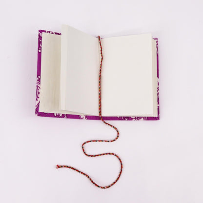 4x Floral Print Cotton Bound Notebooks 7x10cm - Assorted