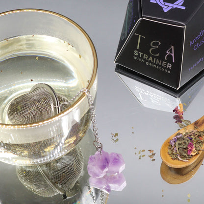 Raw Crystal Gemstone Tea Strainer - Amethyst Cluster