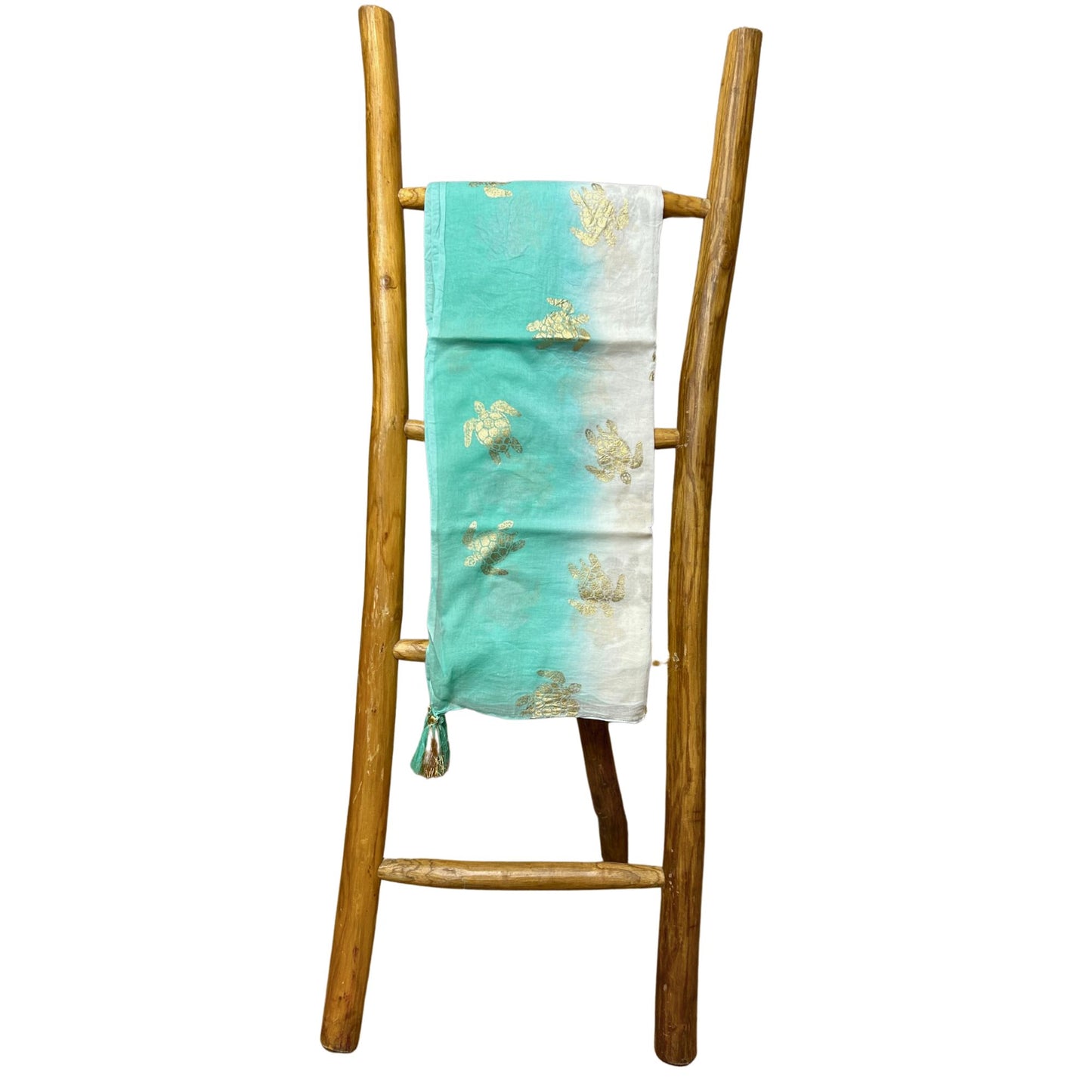 Nomad Sari On the Med Collection - Pario - White & Turquoise Gold Turtle Design